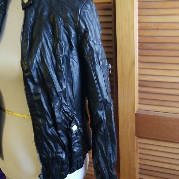 Black Pleather Moto Jacket - Picture 4 of 5